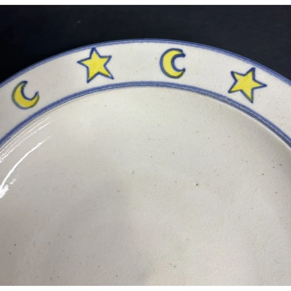 Harbor Island Pottery Plate Studio Art Pottery Star Moon Handmade Painted Signed